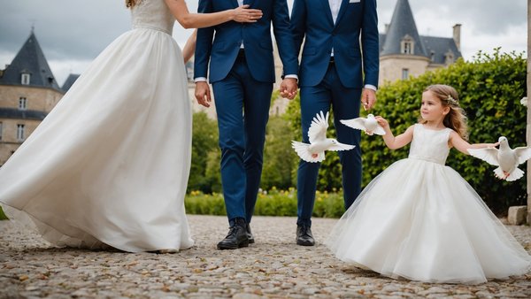 Un mariage poétique en Île-de-france avec un lâcher de colombes